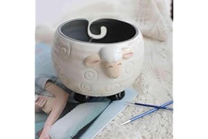 Gorgivous Handgemachte Keramik Aufbewahrung Garnschale, Strickschale Wollschale, Strickgarn Wollschale, Strickkeramik 17x12cm