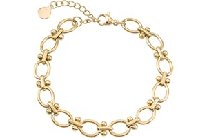 GOLDENCAT Pulsera Chain Loops de Eslabones Dorados Pequeños, Mujer, Longitud Extendida 18 cm, Accesorio Joya, Latón con Baño de Oro 18k