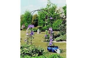 Garden Mile 2M Garden Arch, bird feeders hanging station and trellis for climbing plants - Durable Weatherproof Large Metal garden trellis for climbing plants, Garden Arbour (2.4m Arch)