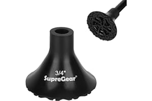 ‎SUPREGEAR supregear Gehstockspitzen-Ersatz, 19 mm Extreme Haftung Rutschfeste Schwere Gummispitzen Geländegehstock Fußpolster für Gehstock Klappgehstock Offset-Quad-Pod/Tripod Gehstock Zubehör, Schwarz