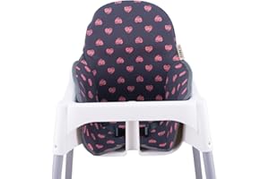 JYOKO KIDS Coussin pour le chaise haute Compatible avec Ikea Antilop, 100% Coton (FLUOR HEART)