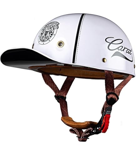 Demi-Casque De Moto Allemand Vintage Homologués ECE Homme Femme Casque, Casque Ouvert Rétro Avec Boucle à Dégagement Rapide Réglable, Pour Scooter De Vélo Cruiser (54-64cm