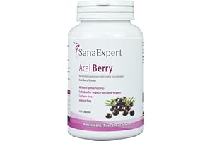 ‎SANAEXPERT SanaExpert Acai Berry, Nahrungsergänzung mit reinem Açaí-Beeren-Extrakt und Antioxidantien, vegan, ohne Zusätze und made in Germany, 120 Kapseln (3) (1)