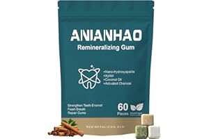 ANIANHAO 60 Count Remineralizing Gum with Nano Hydroxyapatite & Xylitol – Sugar-Free Cinnamon Xylitol Gum – Plastic-Free, Dye/Aspartame-Free – Natural Base –Cinnamon/Peppermint/Matcha