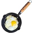TRILONIUM Cast iron Mini Fry pan 16 cms - Pre-Seasoned WHS6 - Small 16 cms, 0.66 Kgs, Sturdy Wooden handle Induction Compatible
