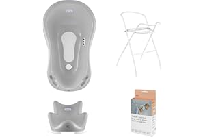 Hylat Baby Set bagno per bambini con telaio e seggiolino - per neonati e bambini - stabile e confortevole, colore: viola, tema:Yeti