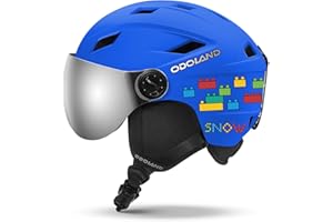 Odoland Kids Ski Helmet with Visor Goggles for Boys Girls, Adjustable Toddler Snowboard Helmet with Magnetic Buckle Strap for Children Ages 3-12 for Skiing