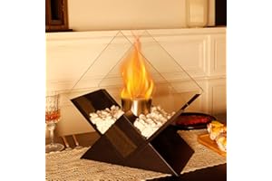 ‎JHY DESIGN JHY DESIGN Diamant Tragbarer Bioethanol Tischkamin 37cm Hohe Groß Tabletop Kamin Bio Ethanol Feuerschale Outdoor Kaminfeuer für Garten Partys Balkon Terrass Tisch Innen Außen (Schwarz)