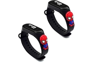 SCOOVY 2 Pièces Spider-Man LED Montre numérique, Bracelet en Silicone Sport Dessin animé, Montre Digitale de Sport électronique pour Adolescents garçons Filles Enfants - Bracelet Compatible mi Band