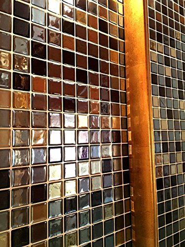 infactory Selbstklebende 3D-Mosaik-Fliesenaufkleber „Bronze“ 26 x 26 cm, 3er-Set - 6