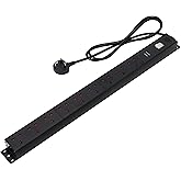 Amazon Basics Heavy-Duty Metal Surge Protector Power Strip, 9 Outlets (UK Plug), 600 J, 1.8 m Cord, Black, Rectangle