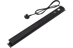 Amazon Basics Heavy-Duty Metal Surge Protector Power Strip, 9 Outlets (UK Plug), 600 J, 1.8 m Cord, Black, Rectangle