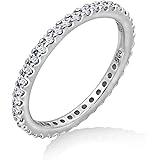 Amazon Collection , set di anelli a fascia in argento Sterling placcato in platino o oro con zirconia cubica a infiniti eleme