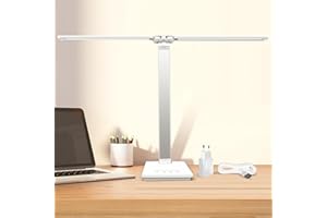 Lámparas de Escritorio para la Oficina en Casa, Lámpara LED de Doble Cabezal, Control Táctil de Brillo y Temperatura de Color