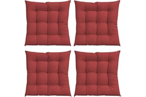 N/S GREATOYAR Cojines para Silla y Asiento, Decoración de Asiento de Jardín Casa Terraza, Cojín Decorativo con Correas de Sujeción, 9 Pespuntes, Fabricado en España, 40 x 40 x 3.5 cm, Pack 4, Rojo