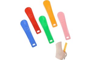 Kisstta 5 sztuk mini ściągaczy do butów z tworzywa sztucznego, 15 cm x 3,8 cm, mała łyżeczka do butów dla seniorów, mężczyzn, kobiet i dzieci (pięć kolorów)