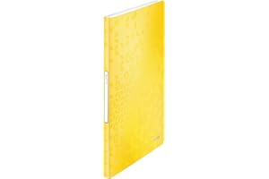 Leitz – Porte-Vues A4, 40 Pochettes Transparentes, 80 Vues, Organisation et Présentation de Documents, Couverture Souple Polypropylène Durable, Usage Bureau Maison École, Jaune WOW, 46320023