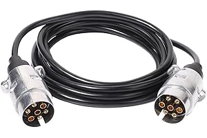 Ryme Automotive Enchufe para Remolque con 7 Pines. Cable para Remolque 3.5M TPU. Terminales Metálicas. Enchufe para Caravana/Tractor