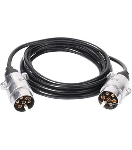 Qiping Prise Remorque 7 Broches Female Avec Valve De Protection, Fiche Adaptateur Caravan 7 Plots Femelle Peut être Suspendu - Noir