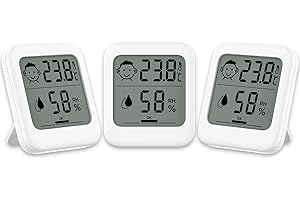 APLUSDEAL Termometro digitale per ambienti igrometro per interni - misuratore di umidità 3 pezzi monitor della temperatura ampio display LCD con indicatore icona comfort, per casa garage cantina serra, bianco
