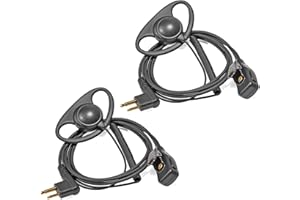 HYSHIKRA 2 Pin Radio Earpiece with PTT D Shape Headset Compatible with Motorola CP88 CP040 CP100 CP110 DP1400 Walkie Talkie (2 Pack)