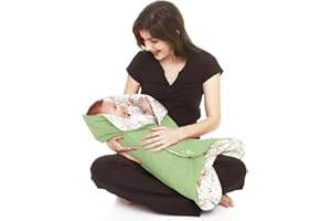 Wallaboo Einschlagdecke Leaf für Babyschale, Autokindersitz, für Kinderwagen, Buggy, Babybett, Schönen Blumenform, Veloursleder und Baumwolle, 85 x 85 cm, 0 - 12 Monaten, Farbe: Grün