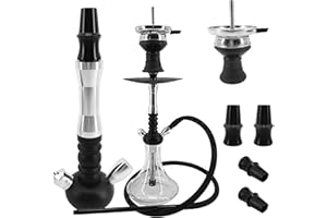 RMAN Cachimba Hookah 56cm con accesorios de Narguile Shisha juego completo de shisha de viaje pequeño de aluminio