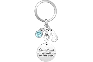 SAMORION Inspirational Gift Key Chains "She Believe She Could So She Did"Encourage Key Rings for Her Women Girls Sister BFF Best Friends Bestie Colleague Graduation Birthday Christmas Anniversary Key Chain