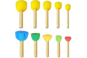 KRYMSON Brocha de esponja de 10 piezas, pincel de pintura creativa, pincel para pintura infantil, pincel de esponja para pintar con rodillo, herramienta de pintura de graffiti