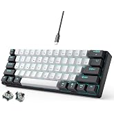 abucow 60% Mechanical Gaming Keyboard with Balck Switch, Compact Wired Keyboard, Anti-Ghosting, Conflict Free, 61 Interchange