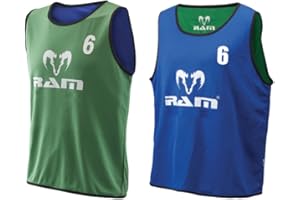 RAM SPORTS Ram Rugby Reversible Numbered Training Bibs Set of 15 (4 sizes and 2 colours) - Suitable for Contact Training