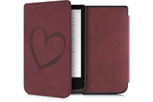 kwmobile Pokrowiec kompatybilny z Pocketbook Touch Lux 4/5/Touch HD 3/Color (2020)/ Vivlio Lux 5 Cover - etui na czytnik e-booków - szczotkowane serce ciemnoczerwone