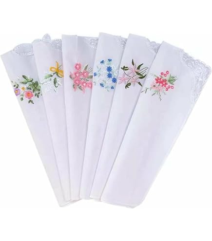 HOULIFE Fazzoletti da donna in puro cotone pettinato, 3 colori per uso quotidiano, 6/12 pezzi, 28 x 28 cm, regalo di Natale Misto 12 pezzi Small