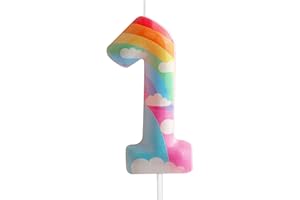 CXRYRZHE 1st Birthday Candles Number 1 Pink Rainbow Birthday Party Cloud Rainbow Theme Adorable Design for Baby Girl Boy Birthday Cake Topper, Graduation Celebration Anniversary Wedding Decorations