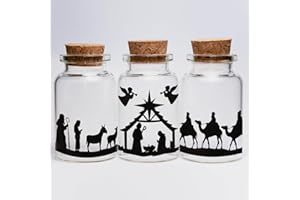GEBETTER 3Pcs Pegatinas Reyes Magos Belén Navidad Pesebre Portal Nacimiento, Vinilos Adhesivos Navideños, Decoración Adorno Ventana Cristal Puerta Taza Vitrina Lámpara Muebles Manualidades (Negro)