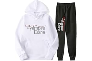 DROLA The Vampire Diaries Hoodie + Pantalon Ensemble, série télévisée Unisexe Imprimer Costume Deux pièces décontracté pour Femmes