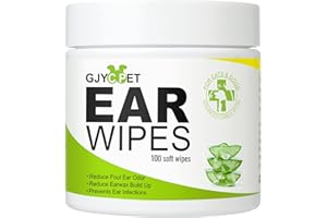 GJYC PET Toallitas para Oídos de Perro - Limpiador de Oídos para Gatos y Perros, Toallitas Limpiadoras para Oídos de Cachorro para Perros y Gatos - 100 Toallitas para la Limpieza de Oídos de Perros y Gatos