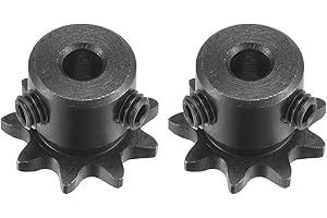 sourcing map #25 Kette Rolle Zahnrad 5mm Bohrung 1/4" Abstand 9 Zahn Einzeln Strand Kette Ritzel C45 Karbonstahl 25 Rolle Kette Ritzel mit Set Schrauben für ISO 04C Kette 2Stk