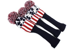DARK HORSE MamimamiH Lot de 3 couvre-clubs vintage en tricot classique pour club de golf