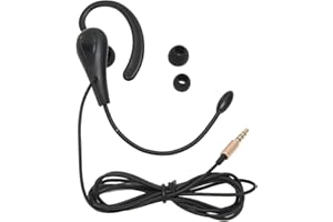 Deansh Customer Service Headphone, Removable Ear Hook Single Sided 3.5mm Headphone with Microphone for Laptop Mobile Phones Online Courses Teleconferences