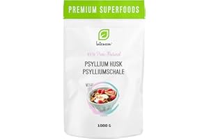 INTENSON Psyllium Husk 1 kg, Pure &Natural Psyllium Seeds Husks, High in Fibre, to be mixed with Water, Beverages, & Juices, Vegetarian & Vegan