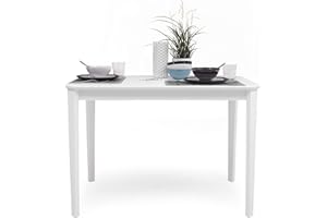 Homely - Mesa de Comedor o Cocina Golf, Estructura y Patas de Madera y sobre de MDF, lacada en Color Blanco, de 110x75x76 cm