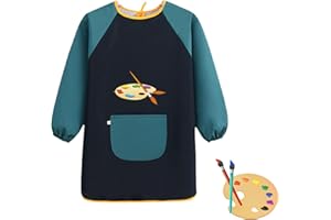 LILIKAI Blouse de peinture école 1ère classe Tablier de peinture pour enfants à partir de 6 ans, tablier de peintre pour garçon, tablier de bricolage, tablier à encre pour enfant, imperméable 7-12 ans,
