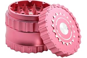 DCOU Macinino per tabacco e spezie da 6,3 cm, composto da 4 pezzi, con affilati denti di forma piramidale, nuovo design (Carino rosa)