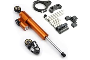 NICEDOLL Fit for Kugoo G-Booster Scooter Steering Damper CNC Motorcycle Stabilizer Steering Damper 50mm Clamp Mount Bracket Kit Orange