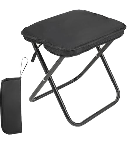 Lot De 2 Tabourets Pliants Camping - Léger, Portable, Stable - Idéal Pêche, Pique-nique, Voyage, Jardin - Assise Tissu Respirant - 6