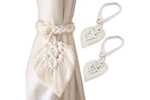Ritte 2 Piezas Alzapaños para Cortinas, Cuerdas Cortinas Borlas Tiebacks, Corbata de Cortina, Hebilla de Cortina con Cordón de Hoja, para Decoración de Cortinas, Beige