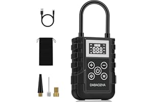 DABAOZHA Compressore Aria Portatile, Portable Electric Air Compressor 150PSI, 4 Modalità Mini Compressore Lampada LED, Nuovo 2024 Portable Air Pump per Auto/Bici/Moto/Scooter/Pallone (Nero)