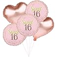 AMFIN® (Pack of 5) Sweet 16 Birthday Decoration Girls 16th Birthday Decoration 16th Birthday Balloons Foil Party Supplies