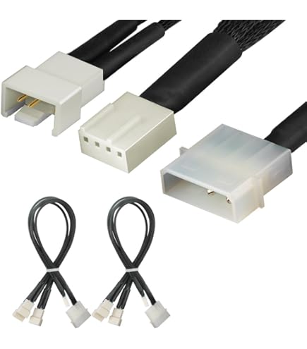 KUOQIY 4 Stuks Molex Naar Ventilator Adapter Voedingskabel - 4-Pins Naar 2 x 3 Pins / 4-Pins PMW 12V PC-Behuizing Ventilator Voedingsadapterkabel Met Splitter KUOQIY 4 Stuks Molex Naar Ventilator Adapter Voedingskabel - 4-Pins Naar 2 x 3 Pins / 4-Pins PMW 12V PC-Behuizing Ventilator Voedingsadapterkabel Met Splitter